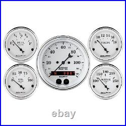 1650 Autometer 1650 Old Tyme White 5 Gauge Set Fuel/Oil/Speedo/Volt/Water