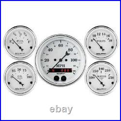 1650 Autometer 1650 Old Tyme White 5 Gauge Set Fuel/Oil/Speedo/Volt/Water