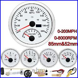 5 Gauge Set with Senders GPS Speedo 200MPH Tacho Fuel Volt Water Temp Volt Press