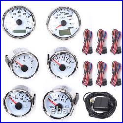 52mm 6 Gauges Set Speedo Tacho Fuel Oil Pressure Volt Water Temp Vehicles Boats