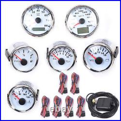 52mm 6 Gauges Set Speedo Tacho Fuel Oil Pressure Volt Water Temp Vehicles Boats