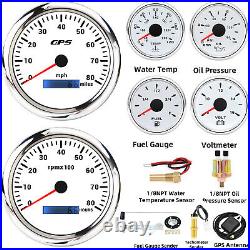 6 Gauge Set 110mm GPS Speedo 80MPH Tacho 8000RPM&Fuel/Oil/Temp/Volt With Sensor