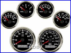 6 Gauge Set 200MPH 300KM/H GPS Speedo Tacho Fuel Volt Temp Oil Pressure US STOCK