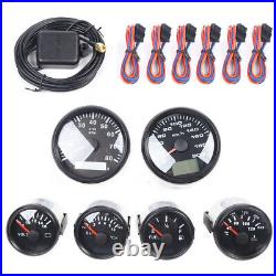 6 Gauge Set 5.2cm For Speedo Tacho Fuel Level Gauge Oil Pressure Volt Water Temp