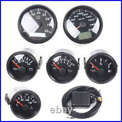 6 Gauge Set 5.2cm For Speedo Tacho Fuel Level Gauge Oil Pressure Volt Water Temp