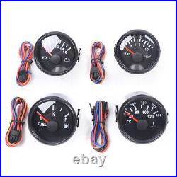 6 Gauge Set 5.2cm For Speedo Tacho Fuel Level Gauge Oil Pressure Volt Water Temp