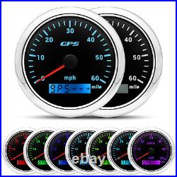 6 Gauge Set 85mm GPS Speedo 0-60MPH Tacho & 52mm Fuel Water Temp Volt Oil Press