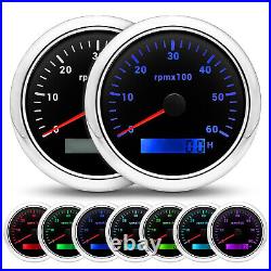 6 Gauge Set 85mm GPS Speedo 0-60MPH Tacho & 52mm Fuel Water Temp Volt Oil Press