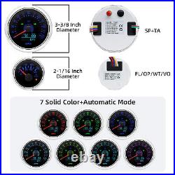 6 Gauge Set 85mm GPS Speedo 120MPH Tacho 52MM Fuel/Oil/Temp/Volt with Sensor