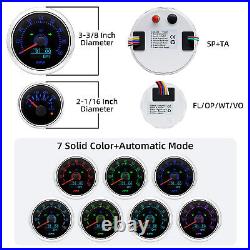 6 Gauge Set 85mm GPS Speedo 80MPH&Tachometer/Fuel/Oil/Temp/Volt Gauge WithSensor