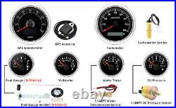 6 Gauge Set 85mm GPS Speedo 80MPH&Tachometer/Fuel/Oil/Temp/Volt Gauge WithSensor