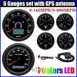 6 Gauge Set 85mm GPS Speedo Tacho & 52mm Fuel Level Water Temp Oil Pressure Volt