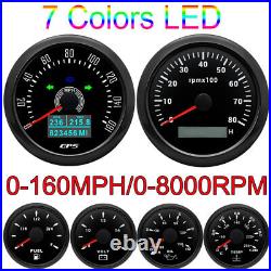 6 Gauge Set 85mm GPS Speedo Tacho & 52mm Fuel Level Water Temp Oil Pressure Volt