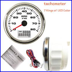 6 Gauge Set With Sender Speedo Tacho Fuel Temp Volt Oil 7 Color LED 160MPH White