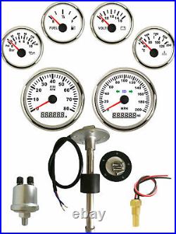 6 Gauge Set With Senders 0-200MPH GPS Speedo Tacho Fuel Volts Oil Temp USA STOCK