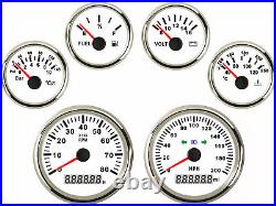 6 Gauge Set With Senders 0-200MPH GPS Speedo Tacho Fuel Volts Oil Temp USA STOCK