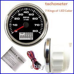 6 Gauge Set With Senders Speedo Tacho Fuel Temp Volts Oil 7 Colors LED USA STOCK