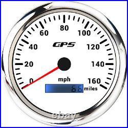 6 Gauge Set With Sensor 110mm white GPS Speedo 160MPH&Tacho&Fuel/Oil/Temp/Volt