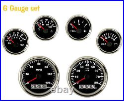 6 Gauge Set with Sender 120MPH Speedo Tacho Fuel Temp Volt Oil Pressure US STOCK