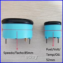 6 Gauge Set with Sender GPS 80MPH Speedo Tacho RPM6K Fuel Volt Temp 7 Colors LED
