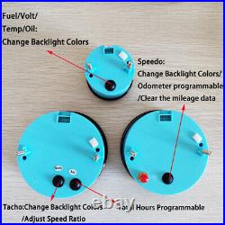 6 Gauge Set with Sender GPS 80MPH Speedo Tacho RPM6K Fuel Volt Temp 7 Colors LED