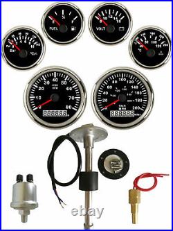 6 Gauge Set with Sender Speedo 200MPH 300KM/H Tacho Fuel Volt Oil Temp USA STOCK