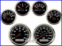 6 Gauge Set with Sender Speedo 200MPH 300KM/H Tacho Fuel Volt Oil Temp USA STOCK