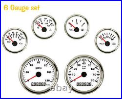6 Gauge Set with Senders 120MPH Speedo Tacho Fuel Temp Volts Oil White USA STOCK