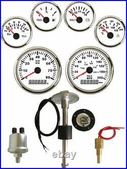 6 Gauge Set with Senders 200MPH 300KM/H Speedo Tacho Fuel Volt Oil Pressure Temp