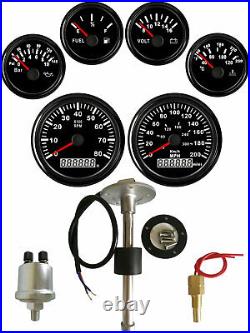 6 Gauge Set with Senders 200MPH 300KM/H Speedo Tacho Fuel Volt Oil Temp US STOCK