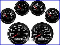 6 Gauge Set with Senders 200MPH 300KM/H Speedo Tacho Fuel Volt Oil Temp US STOCK