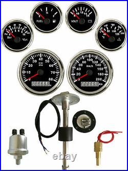 6 Gauge Set with Senders, GPS 200KPH Speedo Odo Tacho Fuel Volt Oil Pressure Temp