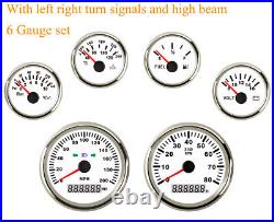 6 Gauge Set with Senders GPS 200MPH Speedo Tacho Fuel Volts Temp White USA STOCK