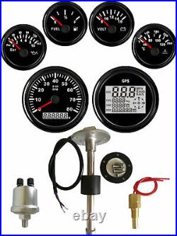 6 Gauge Set with Senders GPS MPH KM/H Speedo Tacho Fuel Volts Oil Temp USA STOCK