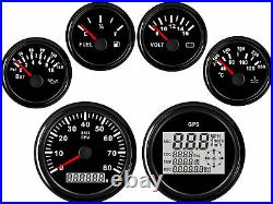 6 Gauge Set with Senders GPS MPH KM/H Speedo Tacho Fuel Volts Oil Temp USA STOCK