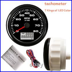 6 Gauge Set with Senders Speedo Tacho Fuel Temp Volts Oil 7 Colors LED USA STOCK