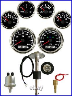 6 Gauge set with sender Speedo 0-200MPH Tacho Fuel Volt meter Oil pressure Temp