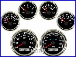 6 gauge set 200MPH speedo with indicator tacho fuel volt oil pressure temp black