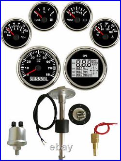 6 gauge set with Senders odo trip speedo tacho fuel volt oil pressure temp black