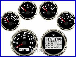 6 gauge set with Senders odo trip speedo tacho fuel volt oil pressure temp black