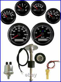 6 gauge set with senders 120km/h speedo tacho fuel volts oil pressure temp black