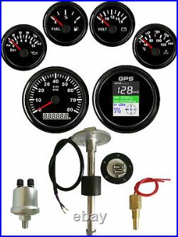 6 gauge set with senders km/h mph speedo tacho fuel volt oil pressure temp black