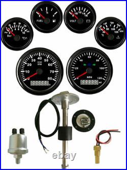 6 gauge set with senders speedo 0-120mph tacho fuel volt oil pressure temp black
