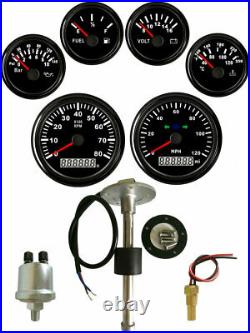 6 gauge set with senders speedo 0-120mph tacho fuel volt oil pressure temp white
