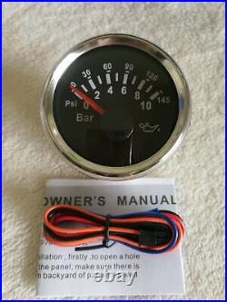 6 gauge set with senders speedo 40mph 30knots cog tacho fuel temp volt oil black