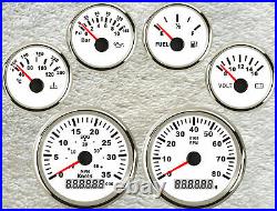 6 gauge set with senders speedo 40mph 35knots tacho fuel temp volts oil pressure