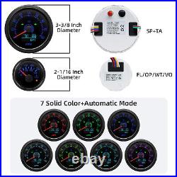 85MM Black GPS Speedo 80MPH Tacho 8000RPM&52MM Fuel/Oil/Temp/Volt With Sensor