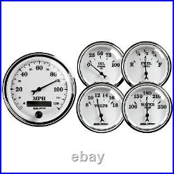 Old TYME Black 3 3/8 & 2 1/16 Speedometer 5 Pc Auto Meter AutoMeter 1740 Gauge Kit Elec 