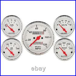 Auto Meter 1300 Arctic White 5 Piece Gauge Kit with Speedo Temp Oil Fuel & Volts