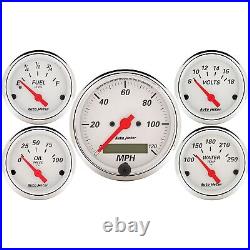 Auto Meter 1302 Arctic White 5 Gauge Kit Speedo/Oil/Water/Volt/Fuel